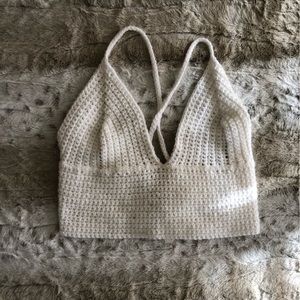 2BBebe White Crochet Criss Cross Strap Crop Top S-M Fit